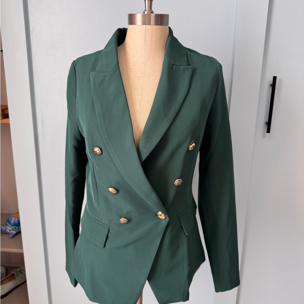 Sincerely Jules Emerald Blazer with Gold Accents